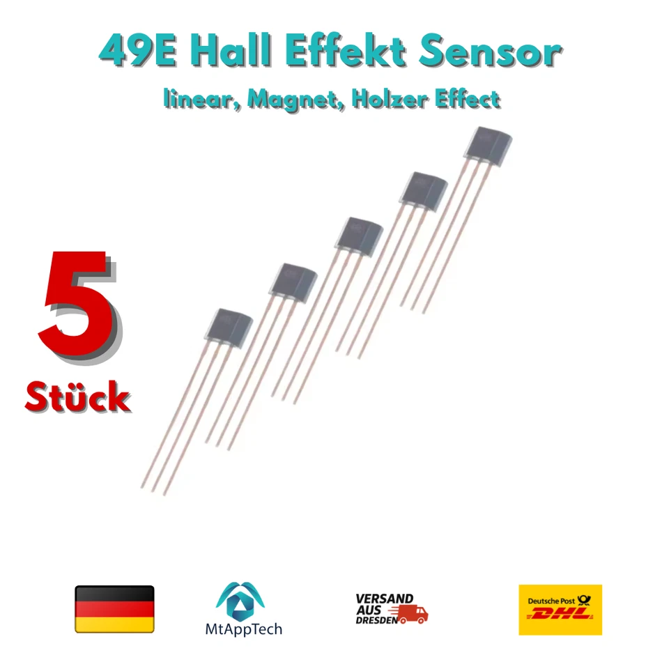 5x 49E Hall Effekt Sensor | SS49E, linear, Magnet, Holzer Effect - Bild 1 von 1