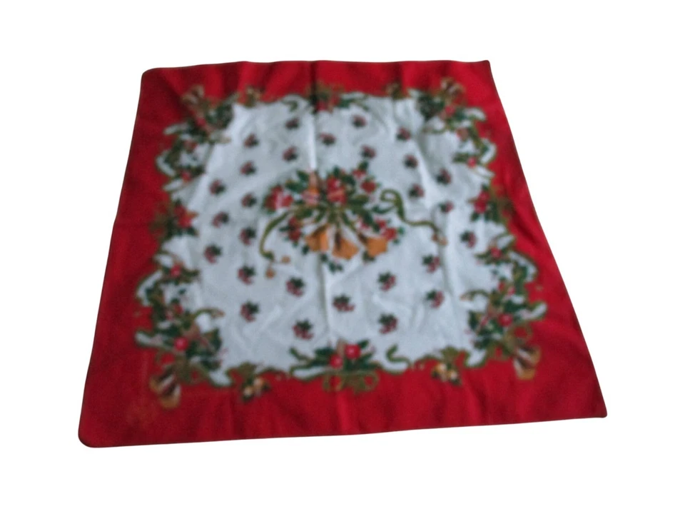 Bandana de Navidad vintage campanas diseño acebo hecho en EE. UU. GUC Foto 1 de 4