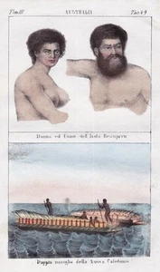 Australia Nueva Caledonia Atolón Beautemps-Beaupré Polinesia Litografía 1840 - Imagen 1 de 1