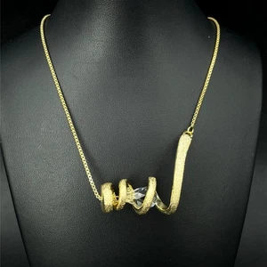 COLLIER MIT KRISTALL GELBVERGOLDET SCHMUCKJAGD - Bild 1 von 4