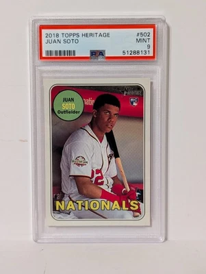 2018 Topps Heritage Juan Soto Baseball Card Nationals Rookie PSA 9 #502 - Image 1 of 2