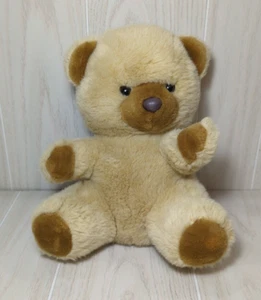Teddy Bear Plush vintage tan beige brown nose ears paws feet sitting WORN NOSE - Picture 1 of 6