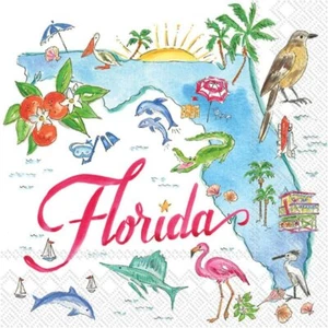 Boston International 5 x 5 Zoll Papier Cocktail Serviette Florida - 20 Stück - Bild 1 von 1