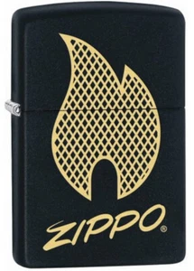 Encendedor ZIPPO FLAME AND VINTAGE LOGO Black mate logotipo llama NUEVO EMBALAJE ORIGINAL s04 - Imagen 1 de 2