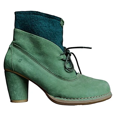 Botas de cuero de gamuza para mujer EL NATURALISTA talla 7US verde fieltro tacón bloque Foto 1 de 4