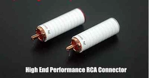 4x hifi 05 Red Copper Plated RCA Phono Audio Plug Connector 8mm Cable - Picture 1 of 1