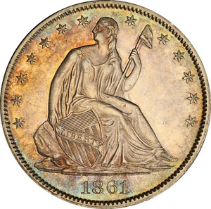 1861-O AU55 Seated Liberty Half Dollar, PCGS 49534173 - Picture 1 of 4