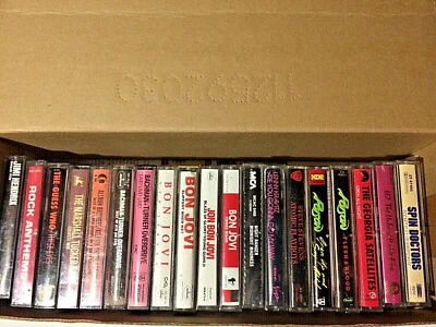 19 Cassettes Box- Jimi Hendrix,BTO,Guess Who,Georgia Satellites,Bon Jovi,Poison - Image 1 of 4
