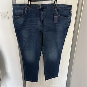 Badrhino Mens Blue Denim Straight Leg Jeans W52 L30 New With Tags - Picture 1 of 8