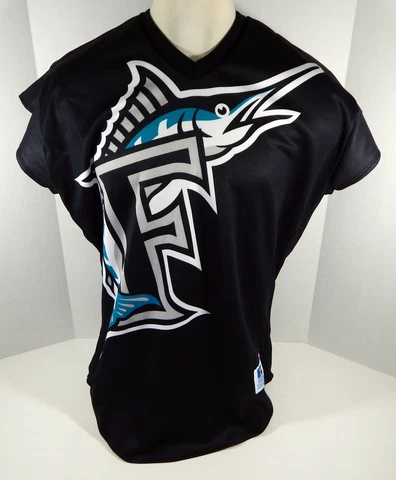 Rare 1999 Florida Marlins Authentic Black Jersey Turn Ahead The Clock 48 Russell Cover