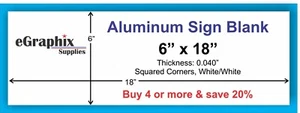 Letrero de aluminio estampado personalizado, 6"" x 18"" x 0,040", esquinas cuadradas, interior/exterior - Imagen 1 de 3