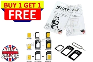 SET Convertisseur Adaptateur Carte Nano SIM vers MICRO Standard SIM pour iPhone-Samsung - Photo 1/5