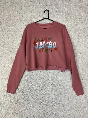 The Lost Bros Jambo Cropped Sweatshirt Womens Large Pink Comfort Casual - Image 1 of 4