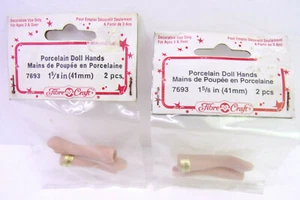 Muñeca de porcelana artesanal de fibra vintage de 1-5/8" manos 7693 coleccionable de lote antiguo - Imagen 1 de 6