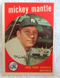 Mickey Mantle 1959 Topps Sitting Pose Card#10 VG Condition!Yankees OF HOF GOAT - Foto 1 di 2