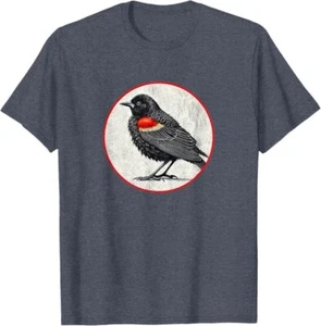 Red-Winged Blackbird T-Shirt Retro Bird Tee Design *NEW 10* Colors by Bird.Fan - Picture 1 of 12