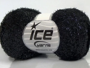 Sale Metallic Black Short Eyelash Yarn 68607 Ice Yarns Fine Weight 30gr 349yds - Picture 1 of 5