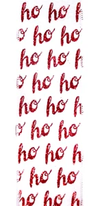 Christmas 2.5" by 4 yard Wired Ribbon Red Glitter HoHo Ho on White Satin NICE - Picture 1 of 4
