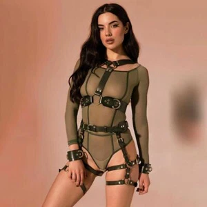 Sexy Lingerie Body Bondage Belt Set Women Leather Harness Garter Punk Suspenders - Picture 1 of 18
