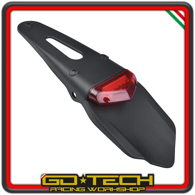 PORTATARGA MOTO ENDURO FANALE STOP POSTERIORE LED MOTARD CROSS Rosso UNIVERSALE - Immagine 1 di 4