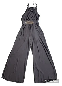 NWT Sequin Hearts Women’s Black Long Belted Sleeveless Jumpsuit; Size Medium - Picture 1 of 12