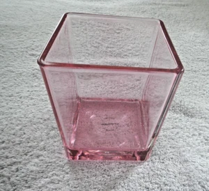 VINTAGE - TELEFLORA - ROSA GLAS VASE / ÜBERTOPF - QUADRATISCH - MADE IN POLAND - Bild 1 von 19