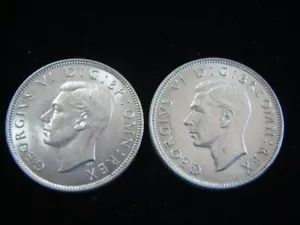 Great Britain 1942 & 1945 Silver Florins About Uncirculated+ KM#855 - Picture 1 of 2