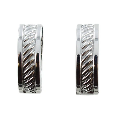 Pendientes de aro Rochet Roma elegantes de acero inoxidable con diseño de cordón trenzado plateado  Foto 1 de 4