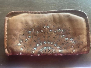 Platania Brown Leather Wallet Studded Embellished Italian Leather Wallet - Picture 1 of 11