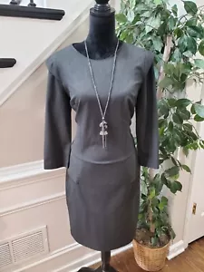 Wame Women's Gray Solid Polyester Round Neck Long Sleeve Knee Length Dress 44 - Picture 1 of 16