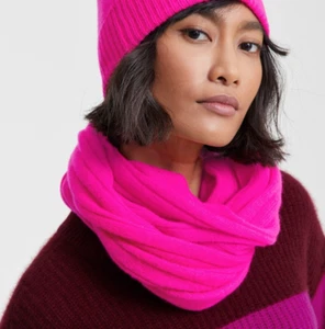 Charter Club Ribbed Cashmere Scarf Women's One Size Fierce Pink Solid - Picture 1 of 15
