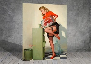 Gil Elvgren Woman Vintage Pin Up Girl CANVAS ART PRINT POSTER 1630 - Picture 1 of 8