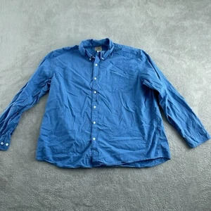 L.L. Bean Mens Blue Gingham Fit Button-DowXL Reg 100% Organic Cotton 4494 - Picture 1 of 8