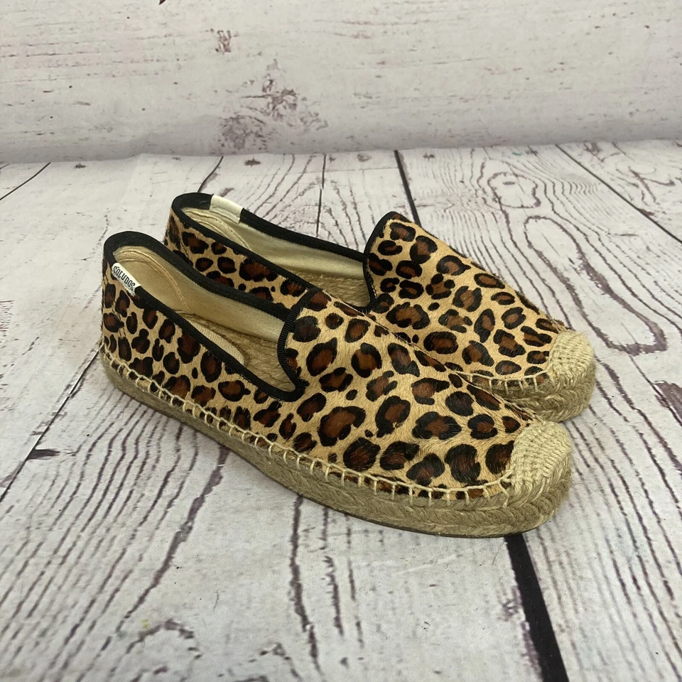 Mocasín Soludos para mujer 7 cuero pelo de becerro estampado de leopardota plana sin cordones Foto 1 de 4