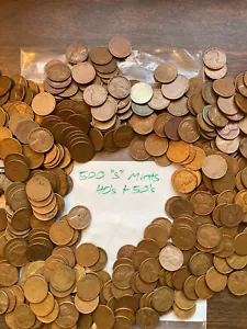 LINCOLN WHEAT CENT PENNY BAG LOT, MIXED "S" mints, 40's & 50's, 500 COINS - Picture 1 of 5