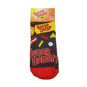 Sugar Daddy Adult Size 8-12 Brown Graphic Novelty Low Ankle Socks 2 Pairs - Picture 1 of 3