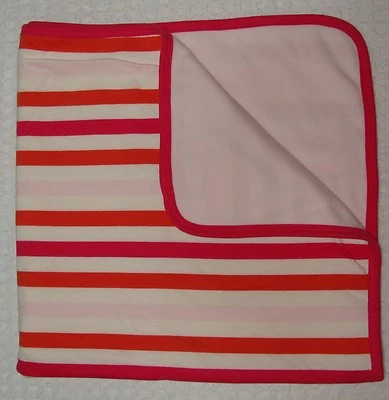Old Navy Micro Fleece Stripe Baby Girl Blanket Hot Pink White Reversible 30x30" - Image 1 of 3