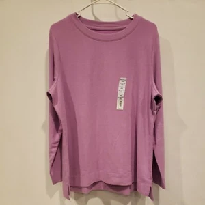 Women's Sweater Croft & Barrow Size L Purple Extra Cozy Crewneck Pullover S05 - Picture 1 of 12