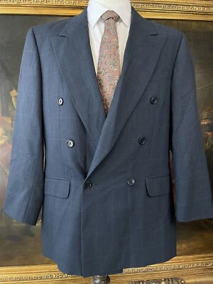 VTG Diamond Clothiers 40R Dark Gray Glen Check 100% Wool Double Breasted Blazer - Image 1 of 4