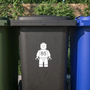 Custom Wheelie Bin Stickers, BIN NUMBERS LEGO MAN - Picture 1 of 13