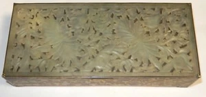 CHINESE THREE SECTION FLORAL CARVED WHITE JADE TOP HUMIDOR JAR BOX - Picture 1 of 6