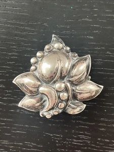 Vintage Wikinger Handarbeit Sterling Silber Blume Brosche Anstecknadel signiert - Bild 1 von 3