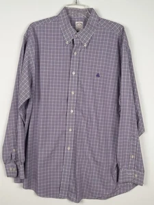 Brooks Brothers 346 Bügelfreies Herren Hemd mit Knopfleiste lila/weiß Gr. XL - Bild 1 von 6