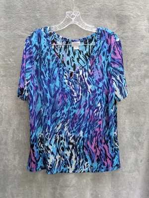 Top para mujer estampado animal XL elástico ligero azul púrpura Foto 1 de 4