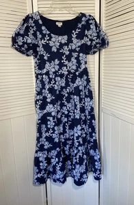 J.Crew Damen 4 blau Blumen Stufen Midikleid Cottagecore Prärie Pionier - Bild 1 von 12