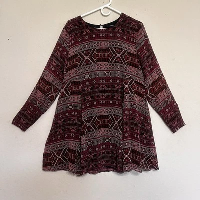 FOREVER 21 Mini A-Line Dress Womens Size X-Large Multicolor Aztec Bohemian Print - Image 1 of 4