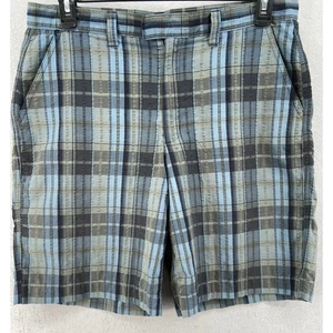 Pantalones Cortos Patagonia Hombres 34 Azul Gris Cuadros Algodón Orgánico Bolsillos Texturizados Exterior - Imagen 1 de 14