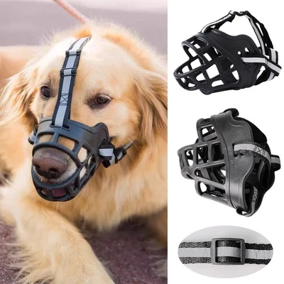 Adjustable Plastic Dog Muzzle with Breathable Grille Reflective Strips for Train - Image 1 of 4