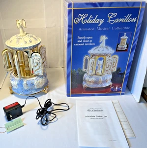 Mr. Christmas Holiday Carillon Musical Revolving Angel Carousel Mechanical Box - Picture 1 of 18