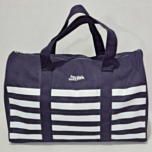 Borsa Jean Paul Gaultier Weekender tela spiaggia borsone palestra blu navy bianca vintage zip - Foto 1 di 16